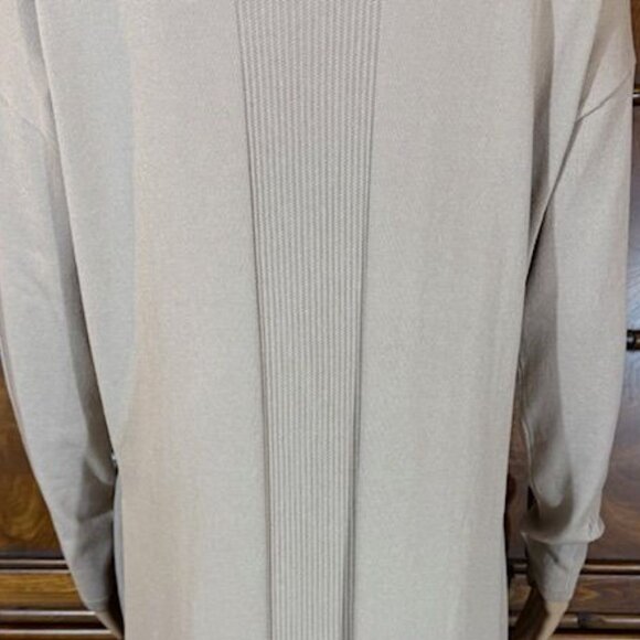 Marla Wynne Taupe Ribbed Inserts High Side Slits Cardigan - Picture 12 of 16